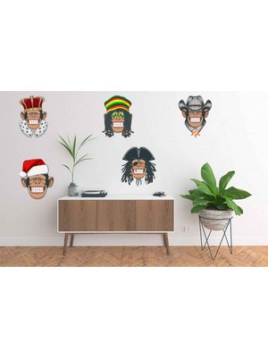Kt Decoration Eğlenceli Maymunlar Duvar Sticker Seti