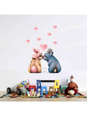 Kt Decoration Aşık Köpekler Sulu Boya Duvar Sticker Seti