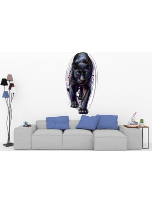 Kt Decoration Siyah Puma El Çizimi 3D Duvar Sticker
