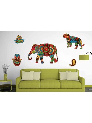 Kt Decoration Özel Figürler ile Asya Hayvanları Xl Duvar Sticker Seti