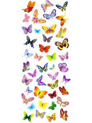 Kt Decoration Renkli Kelebekler 50 Farklı Figür Duvar Sticker Seti