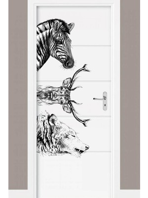 Kt Decoration Vahşi Geyik-Zebra-Kurt Kapı Kenarı Sticker