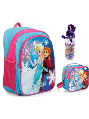 Hakan Çanta Frozen Ilkokul Çantası + Beslenme Çantası ve Pipetli Suluk