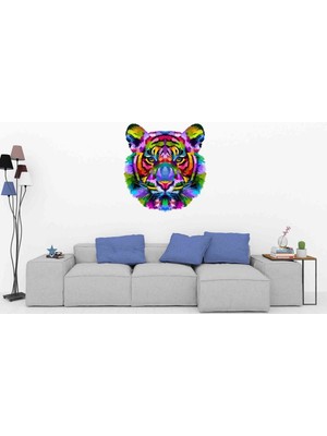 Kt Decoration Renkli Kaplan Kafası Modern Duvar Sticker