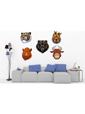 Kt Decoration Hayvan Kafaları Duvar Sticker Seti
