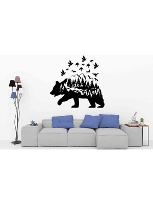 Kt Decoration Muhteşem Ayı Manzarası Sanatsal Duvar Sticker Seti