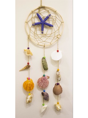 Antioch Artdesign Dream Catcher 66 cm Deniz Yıldızlı Deniz Kabuklu Rüya Kapanı Düş Kapanı Ev Dekor