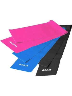 Delta 3 'lü Pilates Bandı 120 Cm x 15 Cm Egzersiz Direnç Lastiği (Uç Kısmı Açık)
