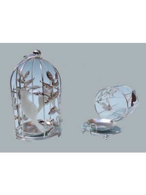 Hayaller Dükkanı 20 Adet Kuş Kafesi Kuşlu Ve Mumluk Gümüş