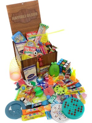 Nostaljik Lezzetler Ahşap Gıda ve Oyuncak Kutusu ( Hayırlı Olsun )