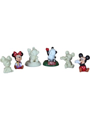 Hediyekanalı Boyanabilir Polyester Poliüretan Ham Obje Mickey Minnie Mouse Panda 3 Biblo Set