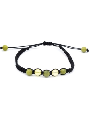 Murty99 Makrome Model Doğal Olivin ve Kehribar Bileklik