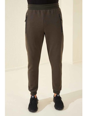 Tommy Life Haki Fermuar Cepli Slim Fit Jogger Erkek Eşofman Alt - 84742