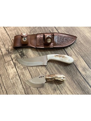 Bıçak Market B.c. Ikili Geniş Avcı Bıçağı (Geyik Boynuz)