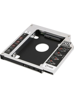 Alfais 4717 12.7mm SATA HDD Harddisk SSD Caddy Kızak 2.5 inç Laptop Kutusu Siyah Alüminyum