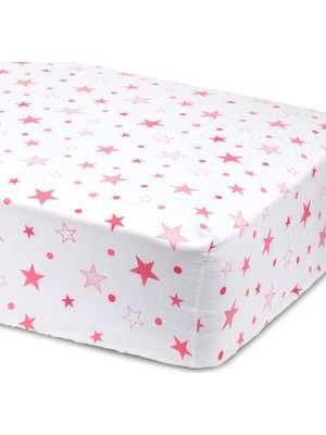 Sluupy Pink Star Fitted Çift Kişilik  Çarşaf 150X200 cm