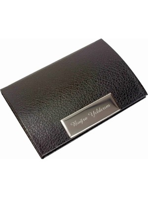 Hediye Rengi İsme Özel Siyah Deri Kartvizitlik