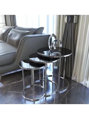 Pukka Sehpa Gümüş Zigon Sehpa Füme Aynalı