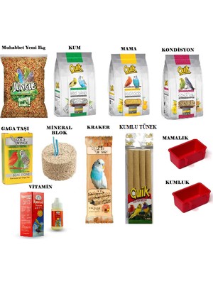 Tuğra Pet Market Muhabbet Kuşu Yem Vitamin Bakım Seti