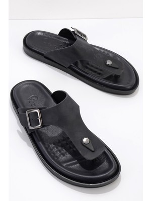 Bambi Yeşil Hakiki Deri Erkek Terlik