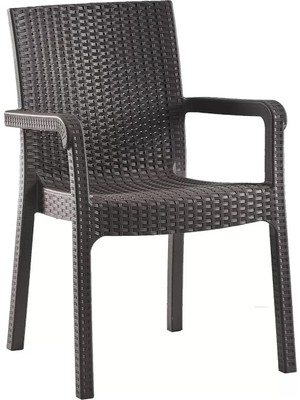 Evinizin Atölyesi Bahçe Sandalyesi, Balkon Sandalyesi, Teras Sandalyesi, Rattan Koltuk Koyu Kahve