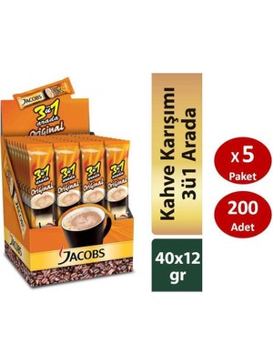 Jacobs 3ü1 Ara Hazır Kahve 40lı Paket x 5li SET
