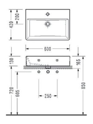 Serel E.C.A Serel Minimal Dikdörtgen Tezgah Üstü Lavabo 42X60 2047TDS110H