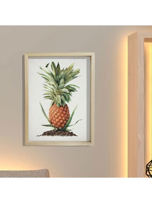 DekorLoft Doğal Çam Çerçeveli Duvar Tablosu Ananas