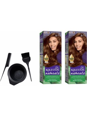 Wella Koleston Naturals Saç Boyası 50 ml 6/73 Ayışığı Kahve X2 Adet+Boyama Seti