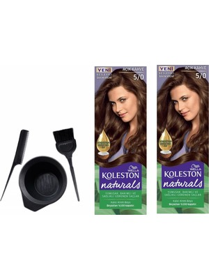 Wella Koleston Naturals Saç Boyası 50 ml 5/0 Açık Kahve X2 Adet+Boyama Seti