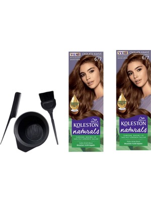 Wella Koleston Naturals Saç Boyası 50 ml 6/7 Çikolata Kahvex2 Adet+Boyama Seti