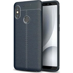 Caseart Mi A2 Lite Kılıf Darbe Korumalı Deri Görünümlü Silikon Arka Kapak - Lacivert