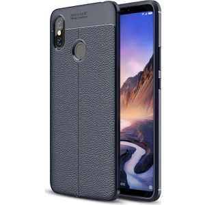 Caseart Mi Max 3 Kılıf Darbe Korumalı Deri Görünümlü Silikon Arka Kapak - Lacivert