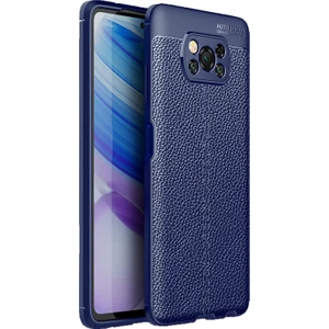 Caseart Poco X3 Kılıf Darbe Korumalı Deri Görünümlü Silikon Arka Kapak - Lacivert