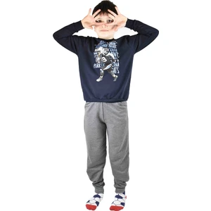 Erkek Garson Baskılı Lacivert Pamuklu Eşofman Takımı