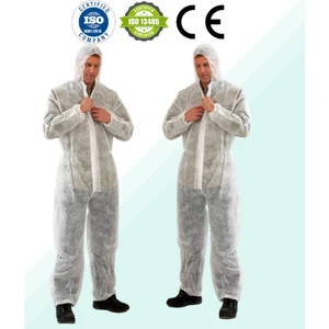 50 Adet Tek Kullanımlık Fermuarlı Beyaz Tulum