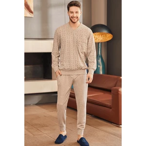 2757 Büyük Beden Kahverengi Erkek Pijama Takımı