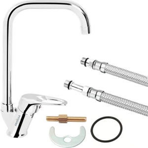 Armilla Armatür Köşe Borulu Sıcak Soğuk Çift Su Girişli Mutfak Eviye Musluğu Çeşmesi Bataryası