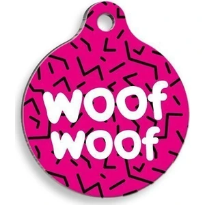 Pet Tag Art Woof Woof Yuvarlak Kedi ve Köpek Künyesi