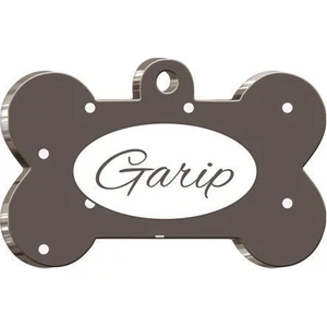 Pet Tag Art Gri-Siyah Kemik Şekilli Köpek Künyesi