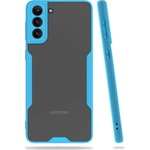 noktaks - Samsung Galaxy S21 Plus - Kılıf Kenarı Renkli Arkası Şeffaf Parfe Kapak - Mavi - T16022