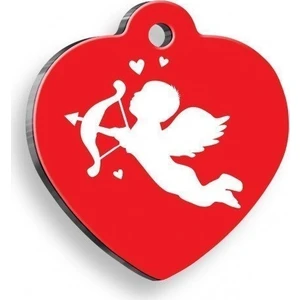 Pet Tag Art Kırmızı Eros Kalp Şekilli Kedi Köpek Künyesi