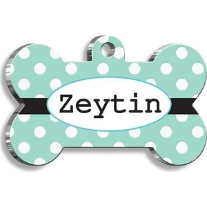 Pet Tag Art Puantiyeli Şeritli Kemik Şekilli Köpek Künyesi