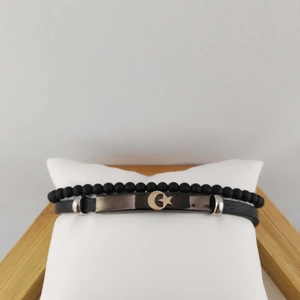 Çelik Deri Kemer Erkek Bileklik Ay Yıldız Model