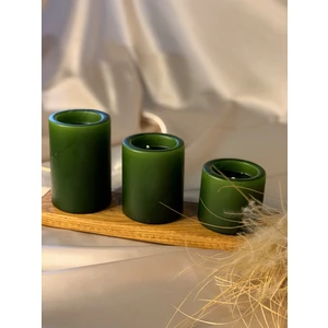 Gizemli Home 3 Lü Set Yeşil Çökertme Slindir Mum Çap: 6,5