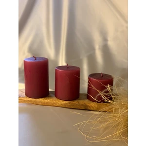 Gizemli Home 3 Lü Set Bordo Silindir Mum Çap: 6,5