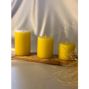 Gizemli Home 3 Lü Set Sarı Silindir Mum Çap: 6,5