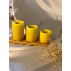 Gizemli Home 3 Lü Set Sarı Çökertme Slindir Mum Çap: 6,5