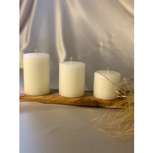 Gizemli Home 3 Lü Set Krem Silindir Mum Çap: 6,5