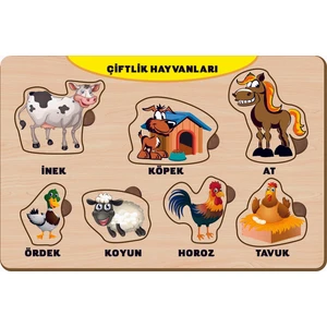 Ahşap Bul Tak Eğitici Yapboz Çiftlik Hayvanları